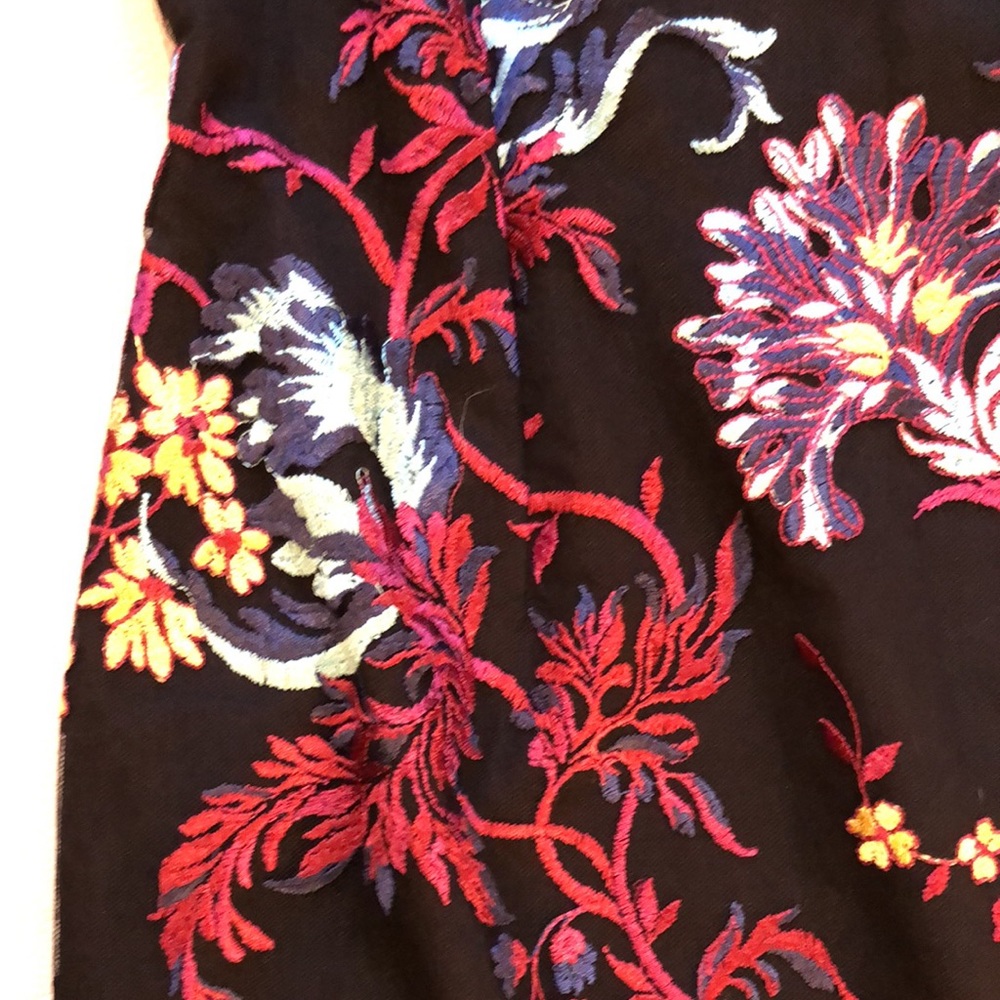 Nicole Miller black/ multi -colored embroidered sheath/midi cocktail dress - Picture 5 of 10